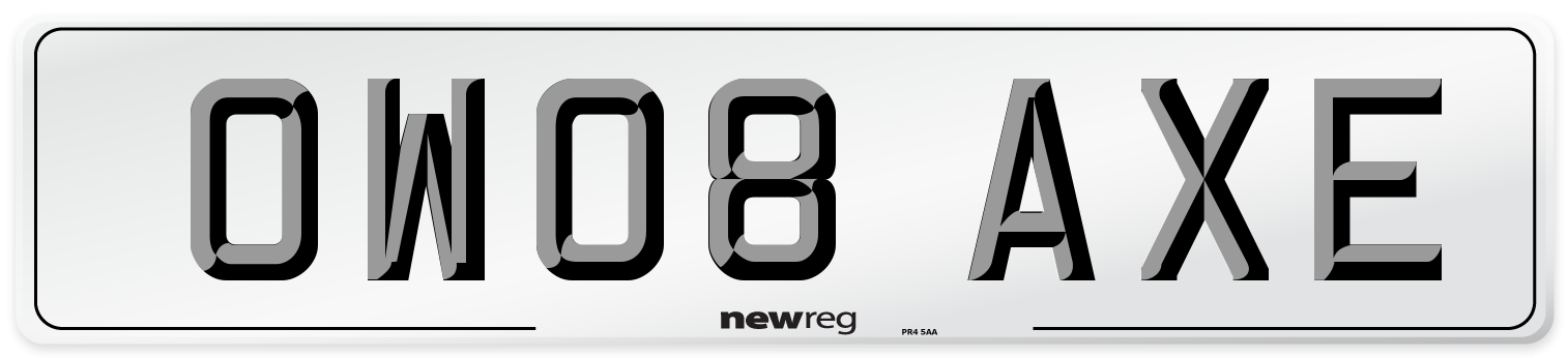 OW08 AXE Number Plate from New Reg